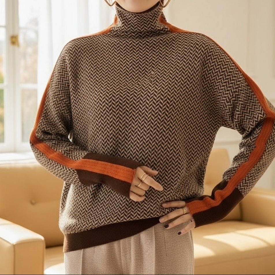 Eleanor | Luxury Herringbone High-Neck