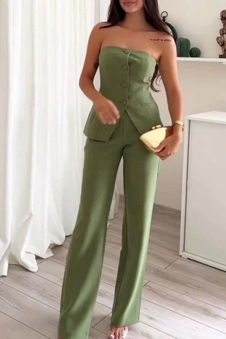 BRIA - Sleeveless Buttoned Two-Piece Co-ord