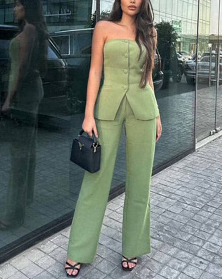 BRIA - Sleeveless Buttoned Two-Piece Co-ord
