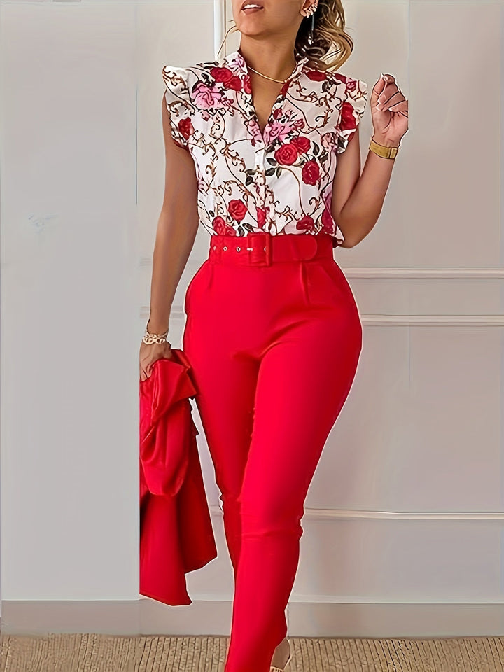 Florabel - Elegant Co‑ord with Flutter Sleeves