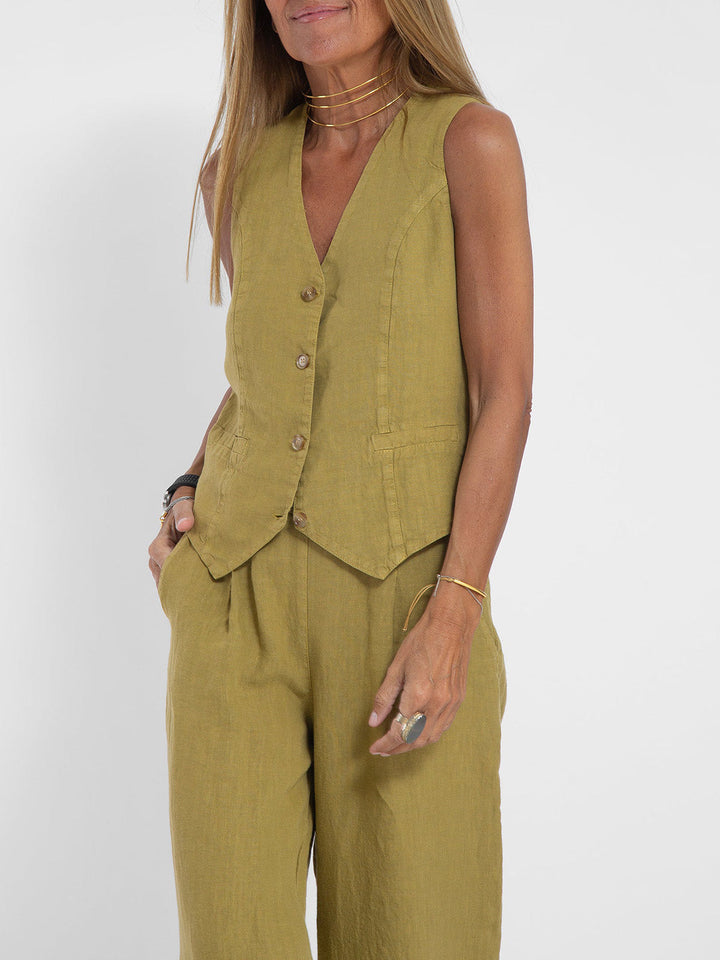Aira - Buttoned Waistcoat & Wide‑Leg Trousers Co‑ord