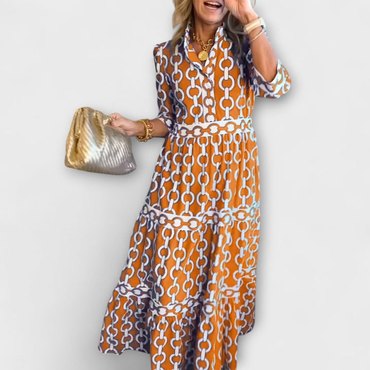 JULIANA | MIDI DRESS WITH CHAIN PRINT