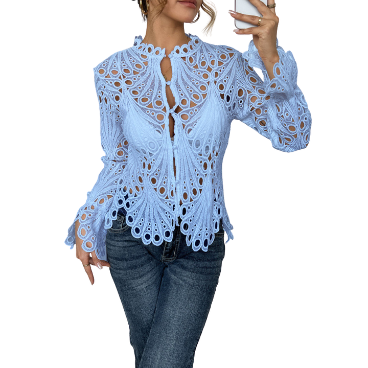 Cleo - Chic Flounce Sleeve Blouse