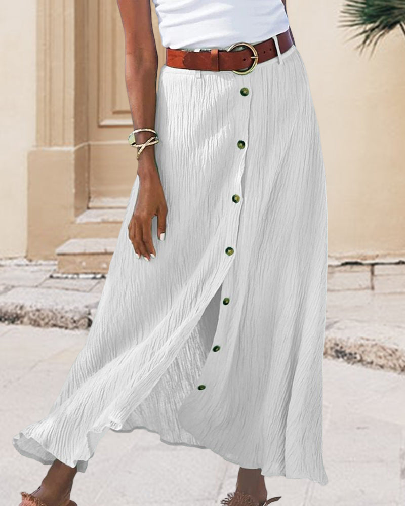 Syndy - Floaty button-front skirt