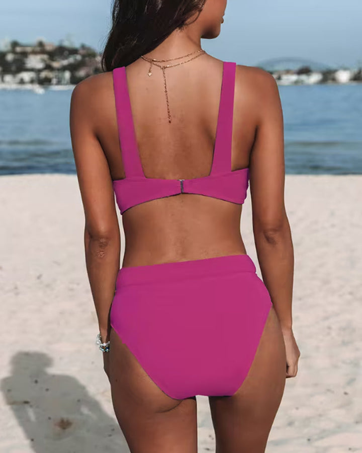 Claire - Solid High-Waisted Swimsuit