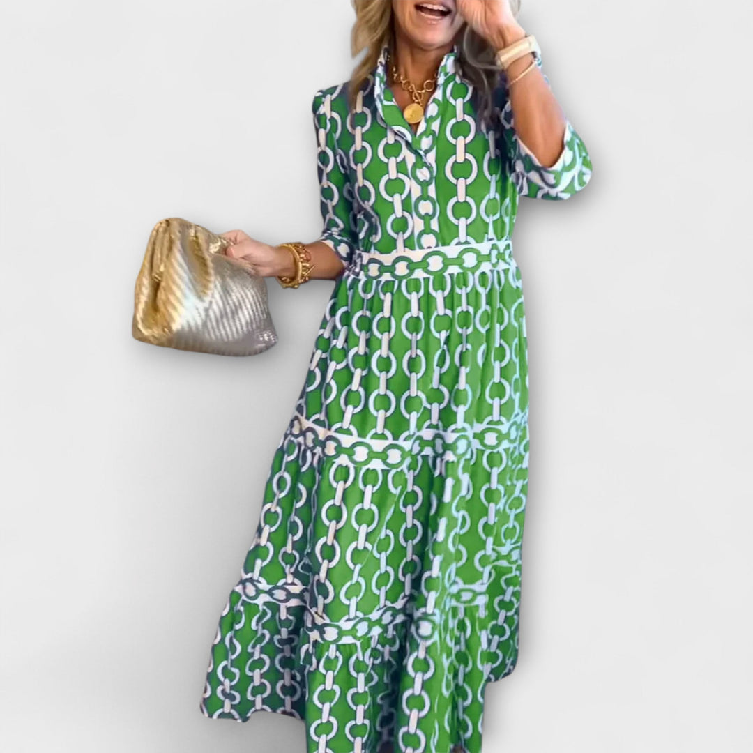 JULIANA | MIDI DRESS WITH CHAIN PRINT