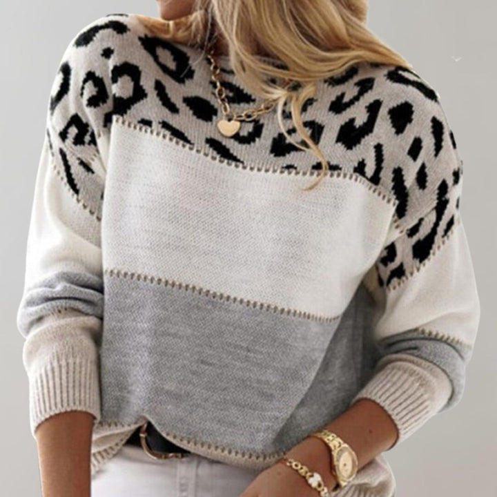 Diane | Knitted Jumper with Leopard Trim