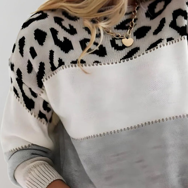 Diane | Knitted Jumper with Leopard Trim
