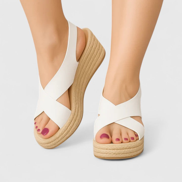 Bellany - Cross-Strap Wedge Sandals