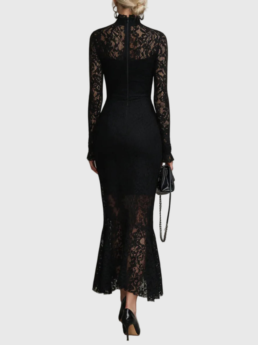 Monica | Elegant Flared Lace Maxi Dress