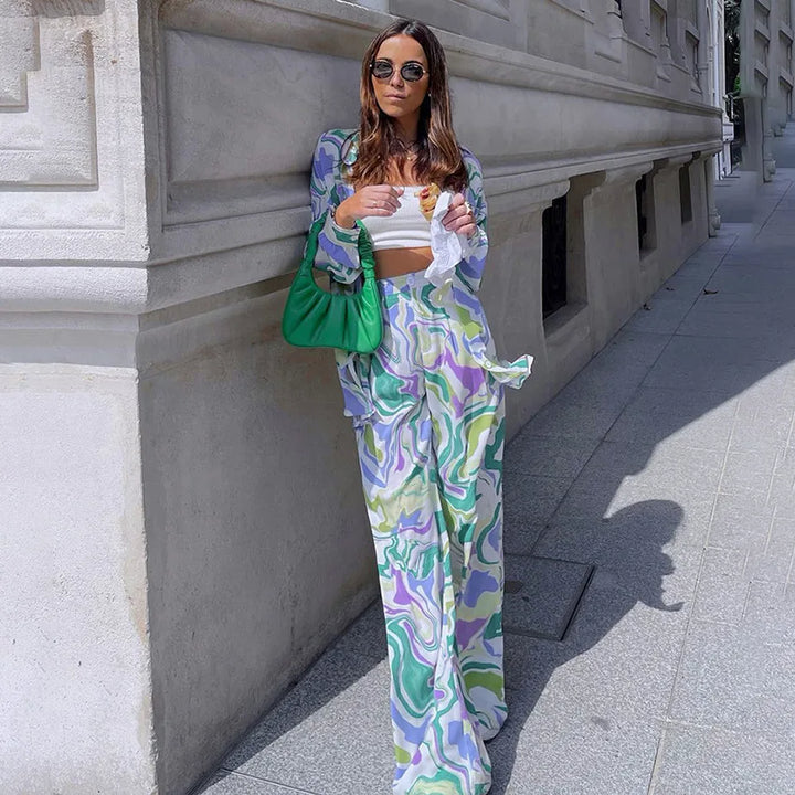 Zyra – Bold Swirl-Print Co-ord