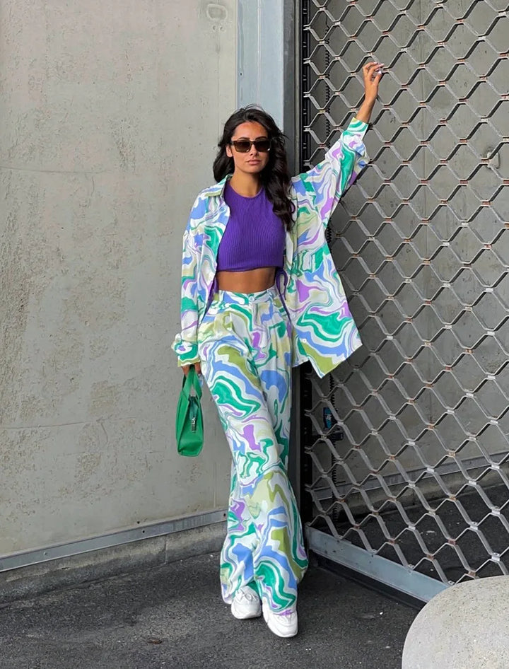 Zyra – Bold Swirl-Print Co-ord
