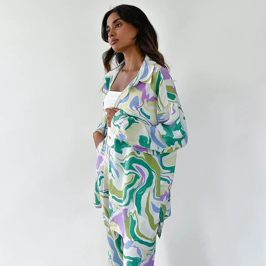 Zyra – Bold Swirl-Print Co-ord