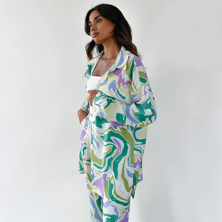 Zyra – Bold Swirl-Print Co-ord