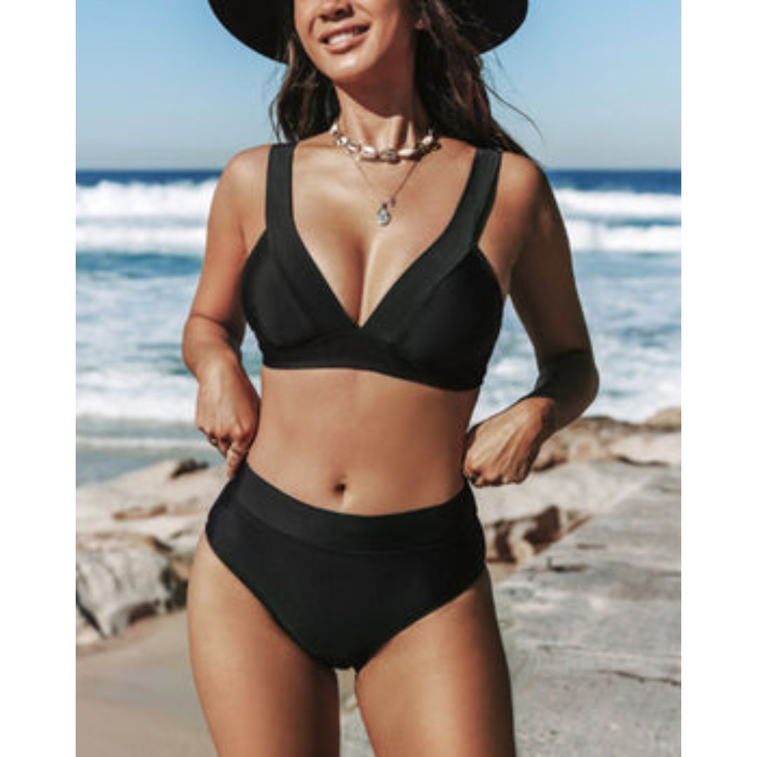 Claire - Solid High-Waisted Swimsuit