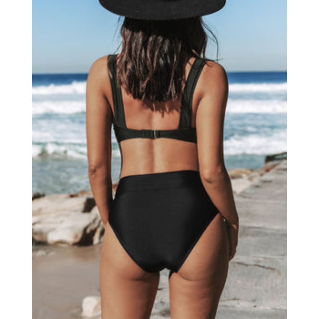 Claire - Solid High-Waisted Swimsuit