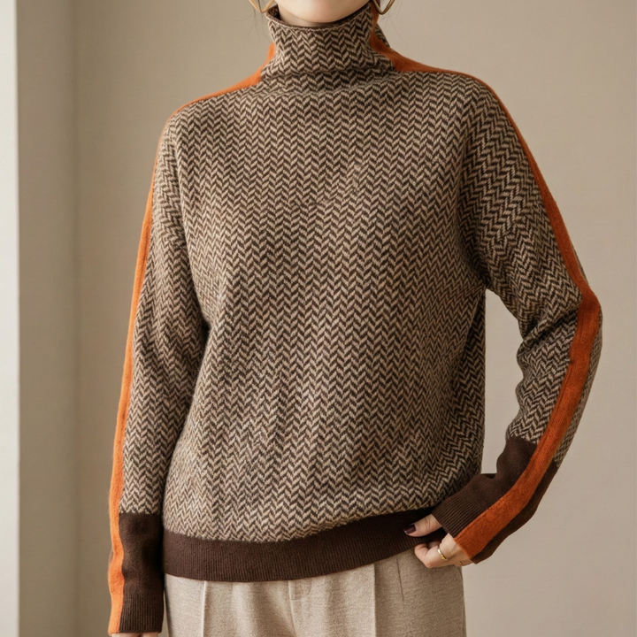 Eleanor | Luxury Herringbone High-Neck