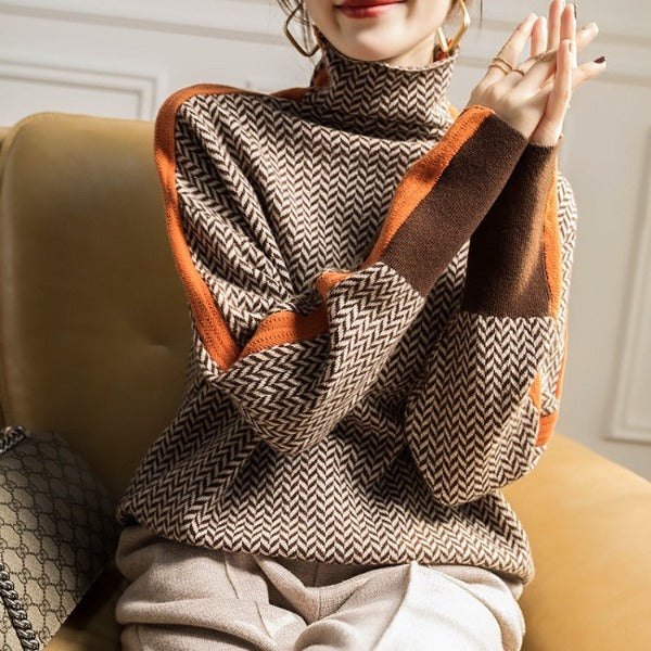 Eleanor | Luxury Herringbone High-Neck