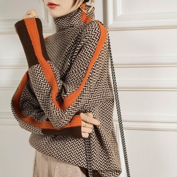 Eleanor | Luxury Herringbone High-Neck