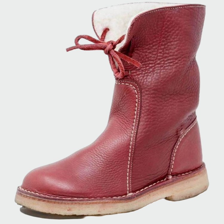 Men's waterproof leather boots with wool lining
