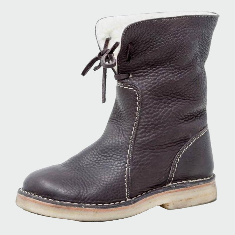 Men's waterproof leather boots with wool lining