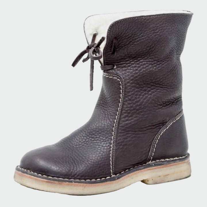 Men's waterproof leather boots with wool lining