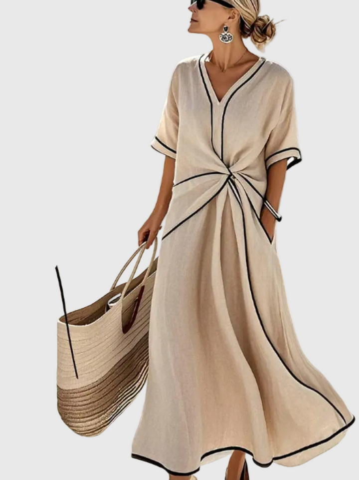 Helena | Draped Ribbed Maxi Dress