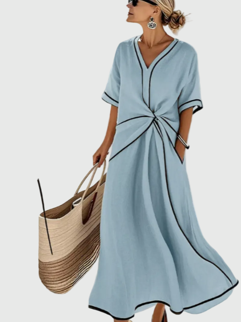 Helena | Draped Ribbed Maxi Dress
