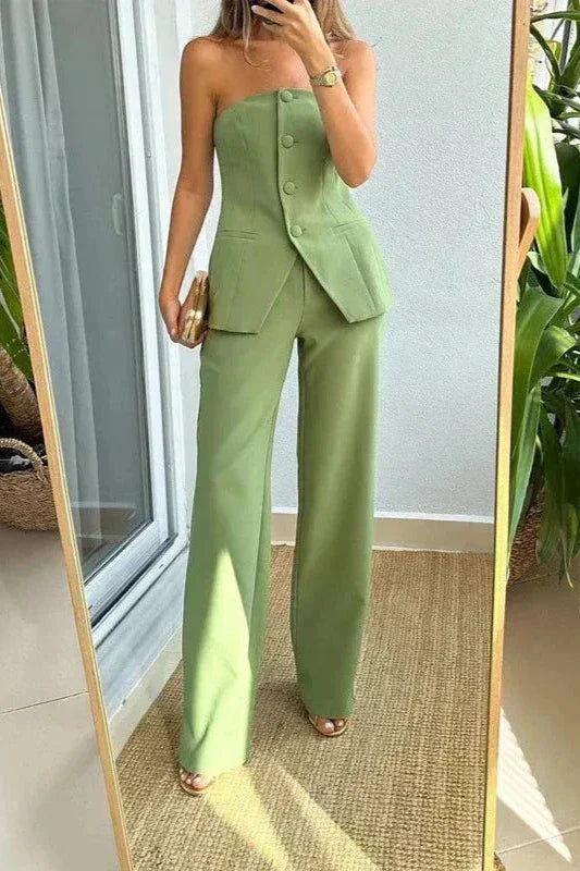 BRIA - Sleeveless Buttoned Two-Piece Co-ord