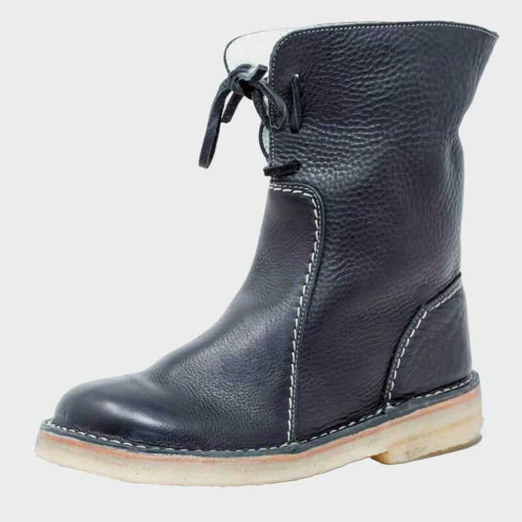 Men's waterproof leather boots with wool lining