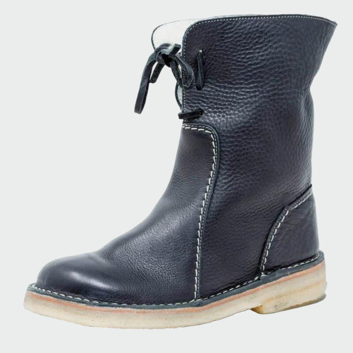 Men's waterproof leather boots with wool lining