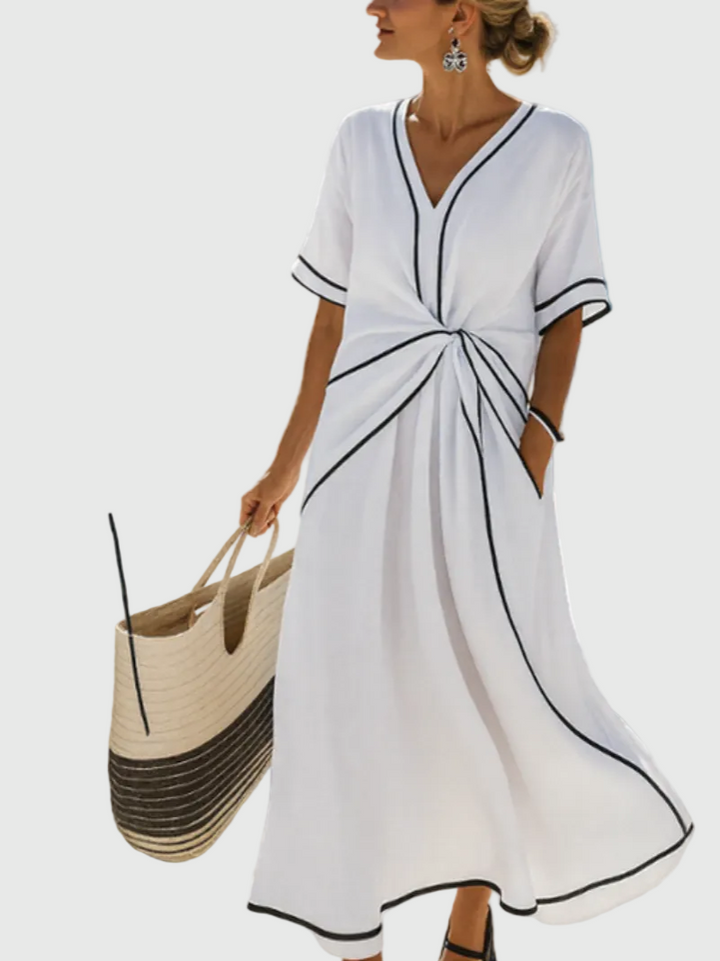Helena | Draped Ribbed Maxi Dress