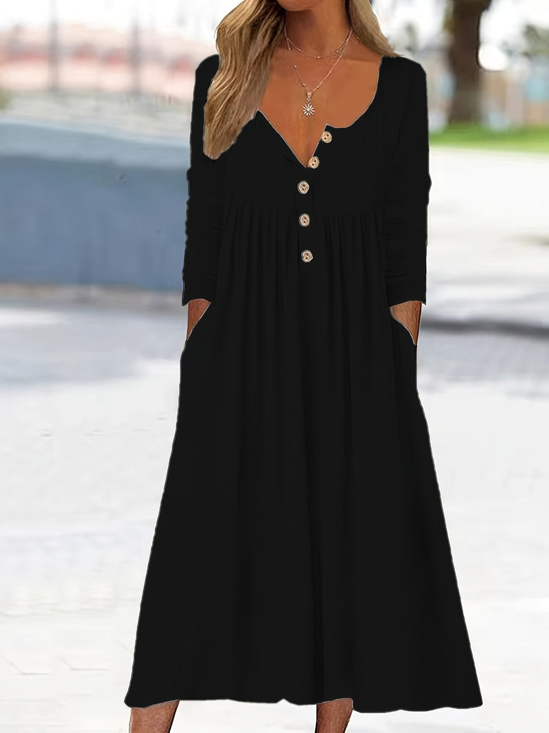 ZARA | Midi dress with buttons down the front