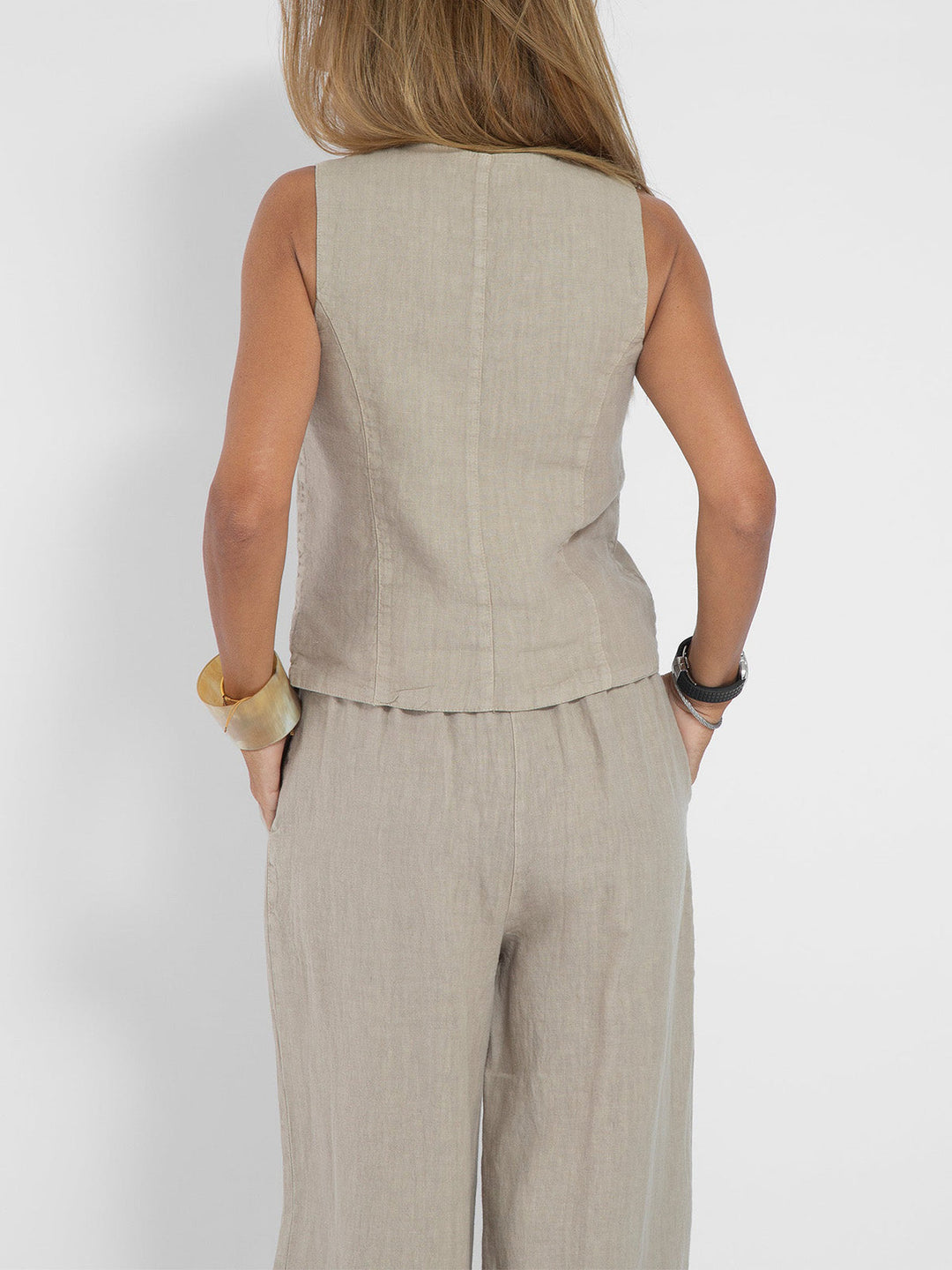 Aira - Buttoned Waistcoat & Wide‑Leg Trousers Co‑ord