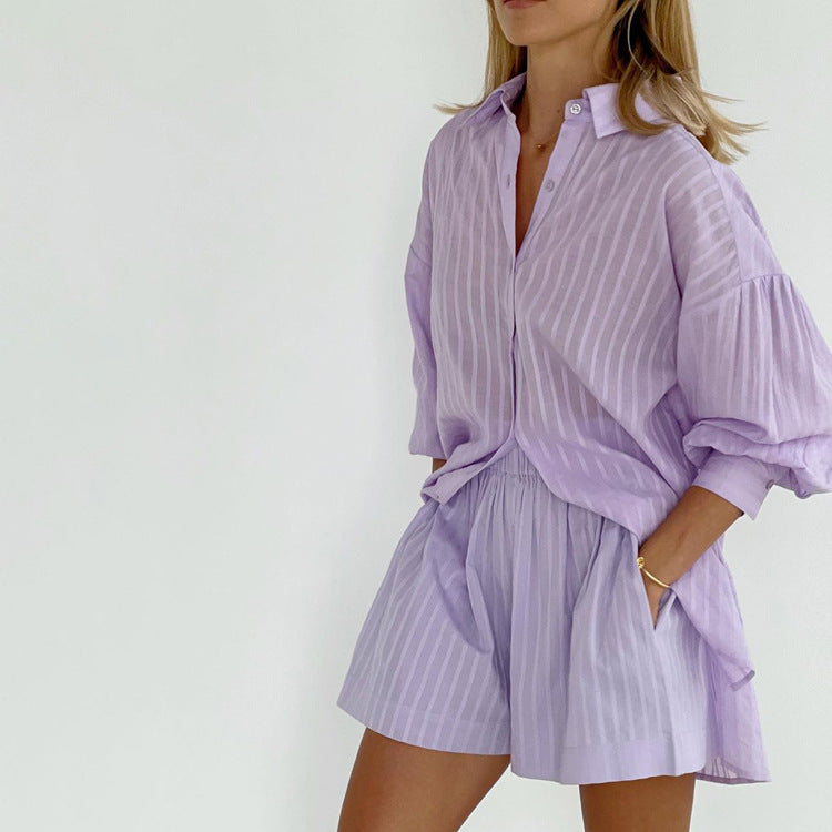 Viola - Button-Through Shirt and Airy Shorts Co-ord