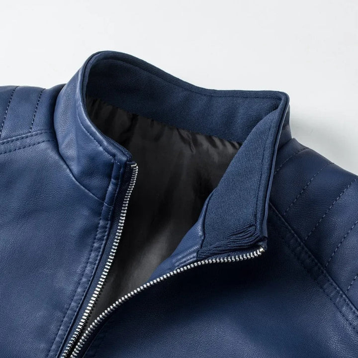 Soren - Stand Collar Leather Jacket